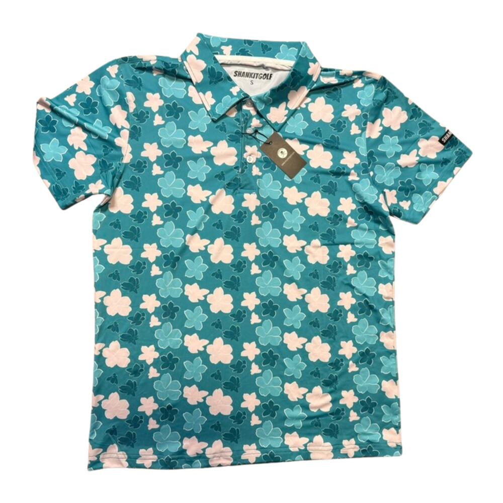 Shank It Golf Men’s Azalea Blue Polo Shirt NWT Size Small